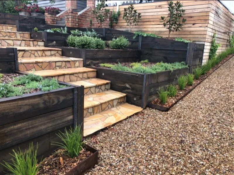 Retaining wall and reinforced stairs hardscaping project